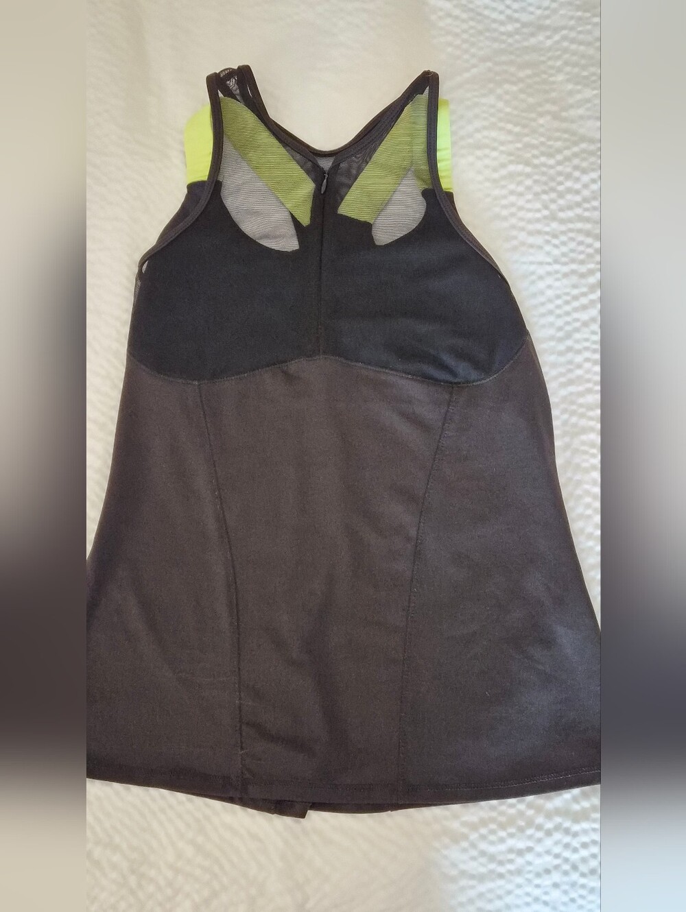 Lucky In Love  Black Athletic Racerback Tank with Neon Lime Accents - Size Small